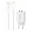 Chargeur secteur 2 Ports USB-A + 1 cable USB-A vers USB-C - 2.1A - IHOWER H905 - pro.allintech - BLANC