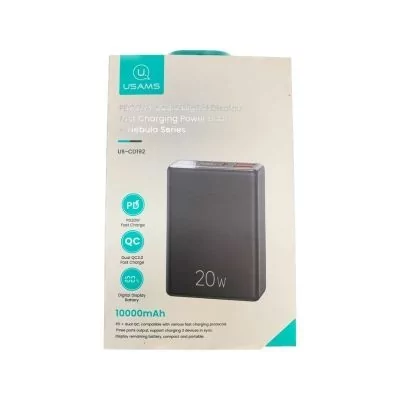 Batterie Externe avec 3-en-1 Câble USAMS CD192 - 10 000mAh - noir