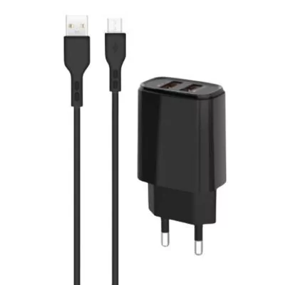 Chargeur secteur 2 Ports USB-A + 1 cable USB-A vers Micro-USB - 2.1A - IHOWER H903 - H903 - noir - USB-A vers Micro-USB - 1 mètre