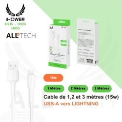 Câble IHOWER 15w - USB-A vers LIGHTNING - IHOWER H913 - H923 - H933 - pro.allintech.fr - image pack