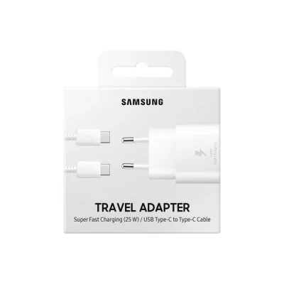 Chargeur secteur 25W + 1 cable USB-C vers USB-C - SAMSUNG EP-TA800 - pro.allintech.fr - blanc