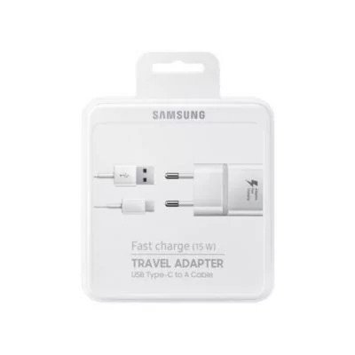 Chargeur secteur 15W + 1 cable USB-A vers USB-C - SAMSUNG EP-TA20EBE - pro.allintech.fr - BLANC