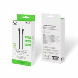 Câble en nylon 1 mètre 3.0 A - USB-C vers USB-C - IHOWER H006 - pro.allintech.fr - blister