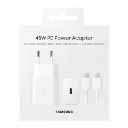 Chargeur secteur 45W + 1 cable USB-C vers USB-C - SAMSUNG EP-T4510G - pro.allintech.fr - blanc