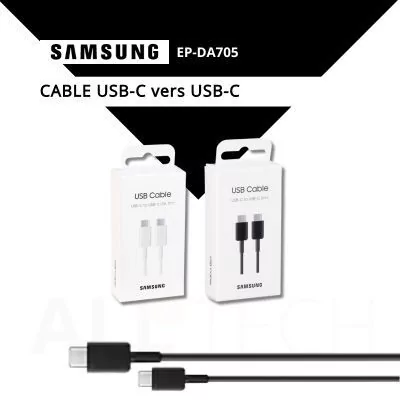 Câble original - USB-C vers USB-C - SAMSUNG EP-DA705 - noir et blanc - allintech.fr