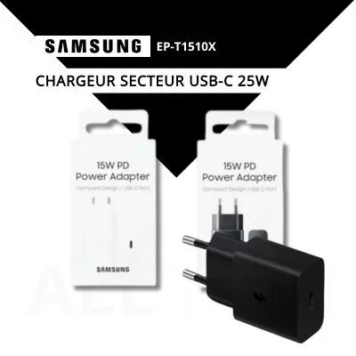 Chargeur secteur USB-C 15W NOIR ET BLANC - SAMSUNG EP-T1510 - pro.allintech.fr